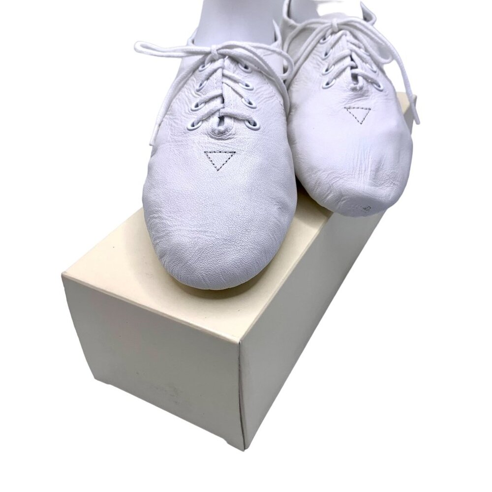 Unisex Child Bloch Jazz Soft Dance Shoe Size 1 White Split Sole Leather Lace Up